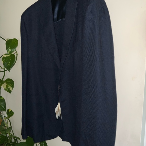 Maurizio Baldassari, Men's Navy Blue Blazer, Nicely Textured, 100%Virgin Wool, - Picture 3 of 9